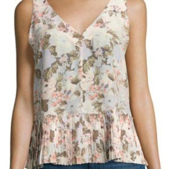 REBECCA TAYLOR Flora Silk Penelope V Neck TankTop - Picture 3 of 12